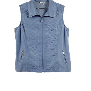 🏆419 Allison Daley Quilted Zip Up Fleece Blue Vest